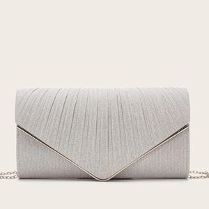 Luxe silver party evening wedding prom clutch box bag